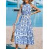 imageCUPSHE Womens Midi Dress Halter Paisley Sleeveless Cutout Waist Long Beach Boho Summer DressBlue Paisley