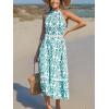 imageCUPSHE Womens Midi Dress Halter Paisley Sleeveless Cutout Waist Long Beach Boho Summer DressGreen Paisley