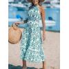 imageCUPSHE Womens Midi Dress Halter Paisley Sleeveless Cutout Waist Long Beach Boho Summer DressGreen Paisley