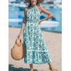 imageCUPSHE Womens Midi Dress Halter Paisley Sleeveless Cutout Waist Long Beach Boho Summer DressGreen Paisley