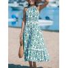 imageCUPSHE Womens Midi Dress Halter Paisley Sleeveless Cutout Waist Long Beach Boho Summer DressGreen Paisley