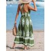 imageCUPSHE Womens Midi Dress Halter Paisley Sleeveless Cutout Waist Long Beach Boho Summer DressGreen Printed