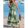 imageCUPSHE Womens Midi Dress Halter Paisley Sleeveless Cutout Waist Long Beach Boho Summer DressGreen Printed