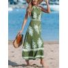 imageCUPSHE Womens Midi Dress Halter Paisley Sleeveless Cutout Waist Long Beach Boho Summer DressGreen Printed