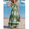 imageCUPSHE Womens Midi Dress Halter Paisley Sleeveless Cutout Waist Long Beach Boho Summer DressGreen Printed