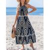 imageCUPSHE Womens Midi Dress Halter Paisley Sleeveless Cutout Waist Long Beach Boho Summer DressNavy Paisley