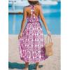 imageCUPSHE Womens Midi Dress Halter Paisley Sleeveless Cutout Waist Long Beach Boho Summer DressPink Paisley