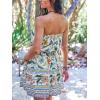 imageCUPSHE Womens Mini Dress Strapless Ruffled Sleeveless Floral Belted A Line Short Beach Summer Dresses 2025Green Floral