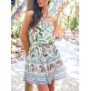 imageCUPSHE Womens Mini Dress Strapless Ruffled Sleeveless Floral Belted A Line Short Beach Summer Dresses 2025Green Floral