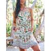 imageCUPSHE Womens Mini Dress Strapless Ruffled Sleeveless Floral Belted A Line Short Beach Summer Dresses 2025Green Floral