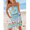 imageCUPSHE Womens Mini Dress Strapless Ruffled Sleeveless Floral Belted A Line Short Beach Summer Dresses 2025Mint Floral