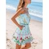 imageCUPSHE Womens Mini Dress Strapless Ruffled Sleeveless Floral Belted A Line Short Beach Summer Dresses 2025Mint Floral