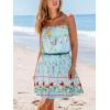 imageCUPSHE Womens Mini Dress Strapless Ruffled Sleeveless Floral Belted A Line Short Beach Summer Dresses 2025Mint Floral