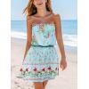 imageCUPSHE Womens Mini Dress Strapless Ruffled Sleeveless Floral Belted A Line Short Beach Summer Dresses 2025Mint Floral