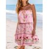imageCUPSHE Womens Mini Dress Strapless Ruffled Sleeveless Floral Belted A Line Short Beach Summer Dresses 2025Pink Floral