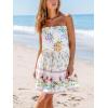 imageCUPSHE Womens Mini Dress Strapless Ruffled Sleeveless Floral Belted A Line Short Beach Summer Dresses 2025White