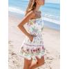imageCUPSHE Womens Mini Dress Strapless Ruffled Sleeveless Floral Belted A Line Short Beach Summer Dresses 2025White