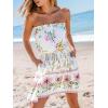 imageCUPSHE Womens Mini Dress Strapless Ruffled Sleeveless Floral Belted A Line Short Beach Summer Dresses 2025White