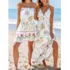 imageCUPSHE Womens Mini Dress Strapless Ruffled Sleeveless Floral Belted A Line Short Beach Summer Dresses 2025White