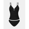 imageCUPSHE Womens Tankini Set Two Piece Bathing Suit Tummy Control Crisscross Back Tie Mid Rise Shell StitchedBlack