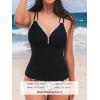 imageCUPSHE Womens Tankini Set Two Piece Bathing Suit Tummy Control Crisscross Back Tie Mid Rise Shell StitchedBlackLeopard