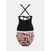 imageCUPSHE Womens Tankini Set Two Piece Bathing Suit Tummy Control Crisscross Back Tie Mid Rise Shell StitchedBlackLeopard