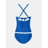 imageCUPSHE Womens Tankini Set Two Piece Bathing Suit Tummy Control Crisscross Back Tie Mid Rise Shell StitchedBlue