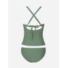 imageCUPSHE Womens Tankini Set Two Piece Bathing Suit Tummy Control Crisscross Back Tie Mid Rise Shell StitchedGreen