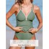 imageCUPSHE Womens Tankini Set Two Piece Bathing Suit Tummy Control Crisscross Back Tie Mid Rise Shell StitchedGreen