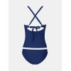 imageCUPSHE Womens Tankini Set Two Piece Bathing Suit Tummy Control Crisscross Back Tie Mid Rise Shell StitchedNavy Blue