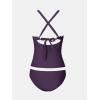 imageCUPSHE Womens Tankini Set Two Piece Bathing Suit Tummy Control Crisscross Back Tie Mid Rise Shell StitchedPlum Purple