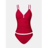 imageCUPSHE Womens Tankini Set Two Piece Bathing Suit Tummy Control Crisscross Back Tie Mid Rise Shell StitchedRed