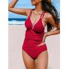 imageCUPSHE Womens Tankini Set Two Piece Bathing Suit Tummy Control Crisscross Back Tie Mid Rise Shell StitchedRed