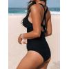 imageCUPSHE Womens Tankini Set V Neck Crisscross Adjustable Straps Cutout Two Piece Swimsuit Mid Rise RuchedBlack