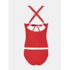 imageCUPSHE Womens Tankini Set V Neck Crisscross Adjustable Straps Cutout Two Piece Swimsuit Mid Rise RuchedCoral Red
