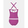 imageCUPSHE Womens Tankini Set V Neck Crisscross Adjustable Straps Cutout Two Piece Swimsuit Mid Rise RuchedDark Fuchsia