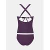 imageCUPSHE Womens Tankini Set V Neck Crisscross Adjustable Straps Cutout Two Piece Swimsuit Mid Rise RuchedDeep Purple