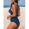 imageCUPSHE Womens Tankini Set V Neck Crisscross Adjustable Straps Cutout Two Piece Swimsuit Mid Rise RuchedNavy Blue