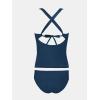 imageCUPSHE Womens Tankini Set V Neck Crisscross Adjustable Straps Cutout Two Piece Swimsuit Mid Rise RuchedNavy Blue
