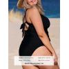 imageCUPSHE Womens Tankini Set V Neck Crisscross Adjustable Straps Cutout Two Piece Swimsuit Mid Rise RuchedPblack