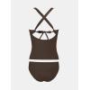 imageCUPSHE Womens Tankini Set V Neck Crisscross Adjustable Straps Cutout Two Piece Swimsuit Mid Rise RuchedPdark Brown