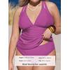 imageCUPSHE Womens Tankini Set V Neck Crisscross Adjustable Straps Cutout Two Piece Swimsuit Mid Rise RuchedPdark Fuchsia