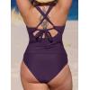imageCUPSHE Womens Tankini Set V Neck Crisscross Adjustable Straps Cutout Two Piece Swimsuit Mid Rise RuchedPdeep Purple