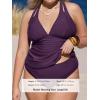 imageCUPSHE Womens Tankini Set V Neck Crisscross Adjustable Straps Cutout Two Piece Swimsuit Mid Rise RuchedPdeep Purple