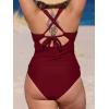 imageCUPSHE Womens Tankini Set V Neck Crisscross Adjustable Straps Cutout Two Piece Swimsuit Mid Rise RuchedPred