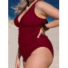 imageCUPSHE Womens Tankini Set V Neck Crisscross Adjustable Straps Cutout Two Piece Swimsuit Mid Rise RuchedPred