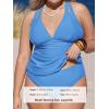 imageCUPSHE Womens Tankini Set V Neck Crisscross Adjustable Straps Cutout Two Piece Swimsuit Mid Rise RuchedPsky Blue