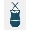 imageCUPSHE Womens Tankini Set V Neck Crisscross Adjustable Straps Cutout Two Piece Swimsuit Mid Rise RuchedPteal