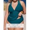 imageCUPSHE Womens Tankini Set V Neck Crisscross Adjustable Straps Cutout Two Piece Swimsuit Mid Rise RuchedPteal