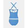 imageCUPSHE Womens Tankini Set V Neck Crisscross Adjustable Straps Cutout Two Piece Swimsuit Mid Rise RuchedSky Blue